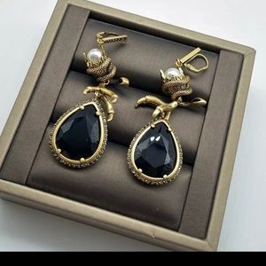 Luxury Snake Earrings W/ Black Crystals